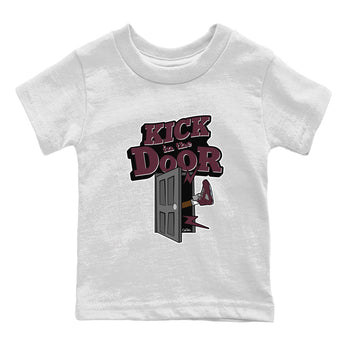 Air Jordan 5 Burgundy Sneaker Match Tees Kick In The Door Sneaker Tees AJ5 Burgundy Sneaker Release Tees Kids Shirts White 2
