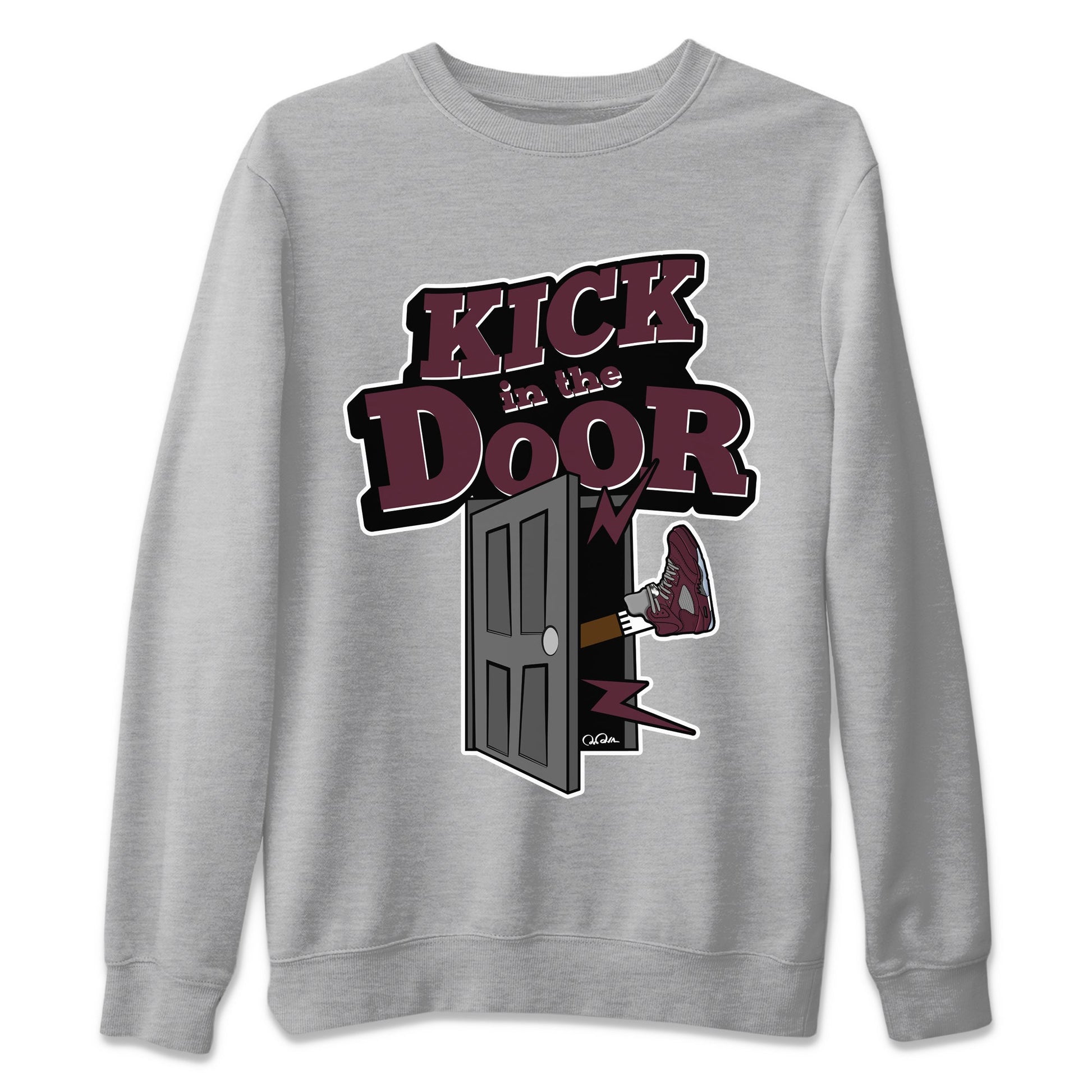 Air Jordan 5 Burgundy Sneaker Match Tees Kick In The Door Sneaker Tees AJ5 Burgundy Sneaker Release Tees Unisex Shirts Heather Grey 2