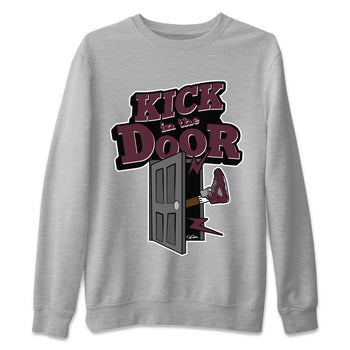 Air Jordan 5 Burgundy Sneaker Match Tees Kick In The Door Sneaker Tees AJ5 Burgundy Sneaker Release Tees Unisex Shirts Heather Grey 2