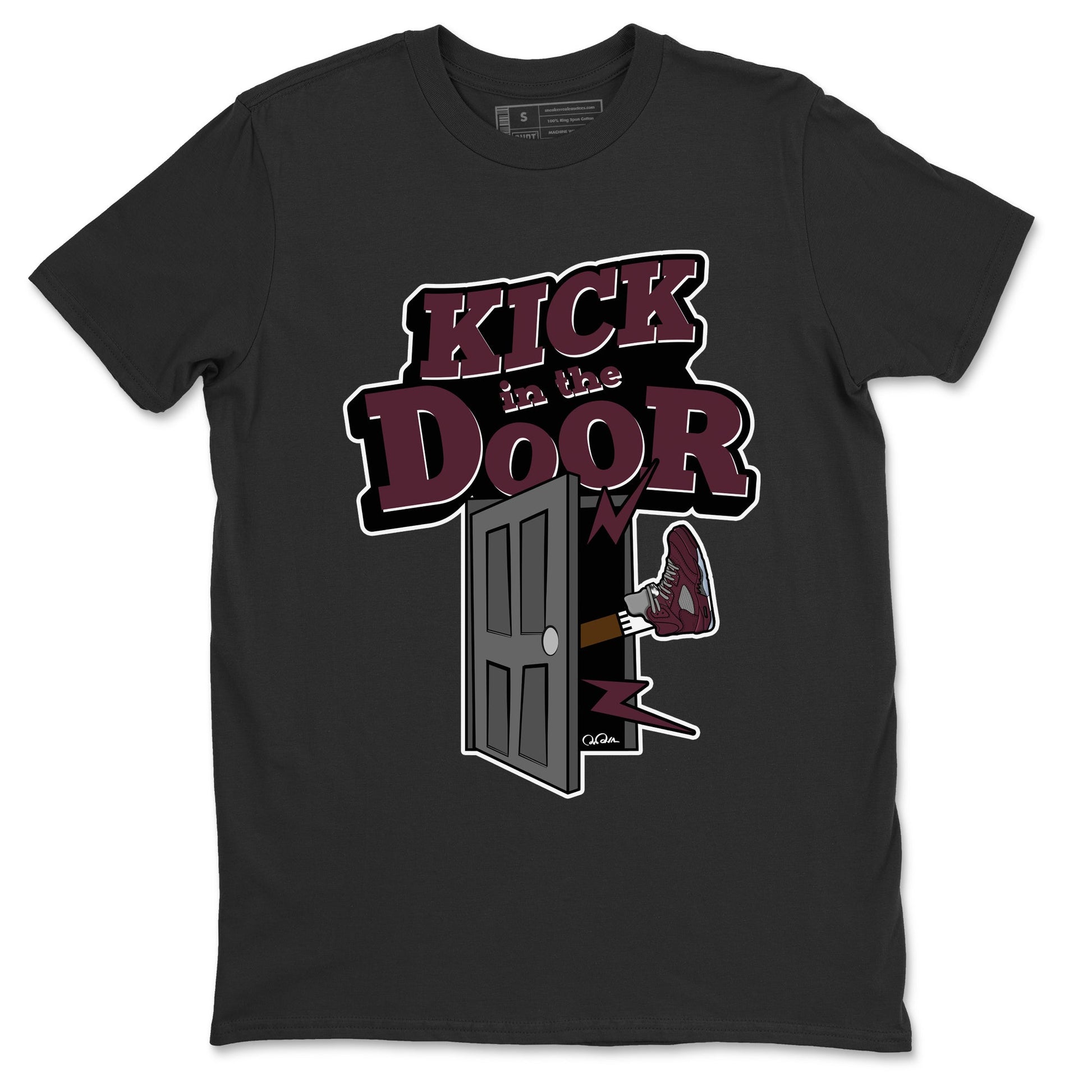 Air Jordan 5 Burgundy Sneaker Match Tees Kick In The Door Sneaker Tees AJ5 Burgundy Sneaker Release Tees Unisex Shirts Black 2