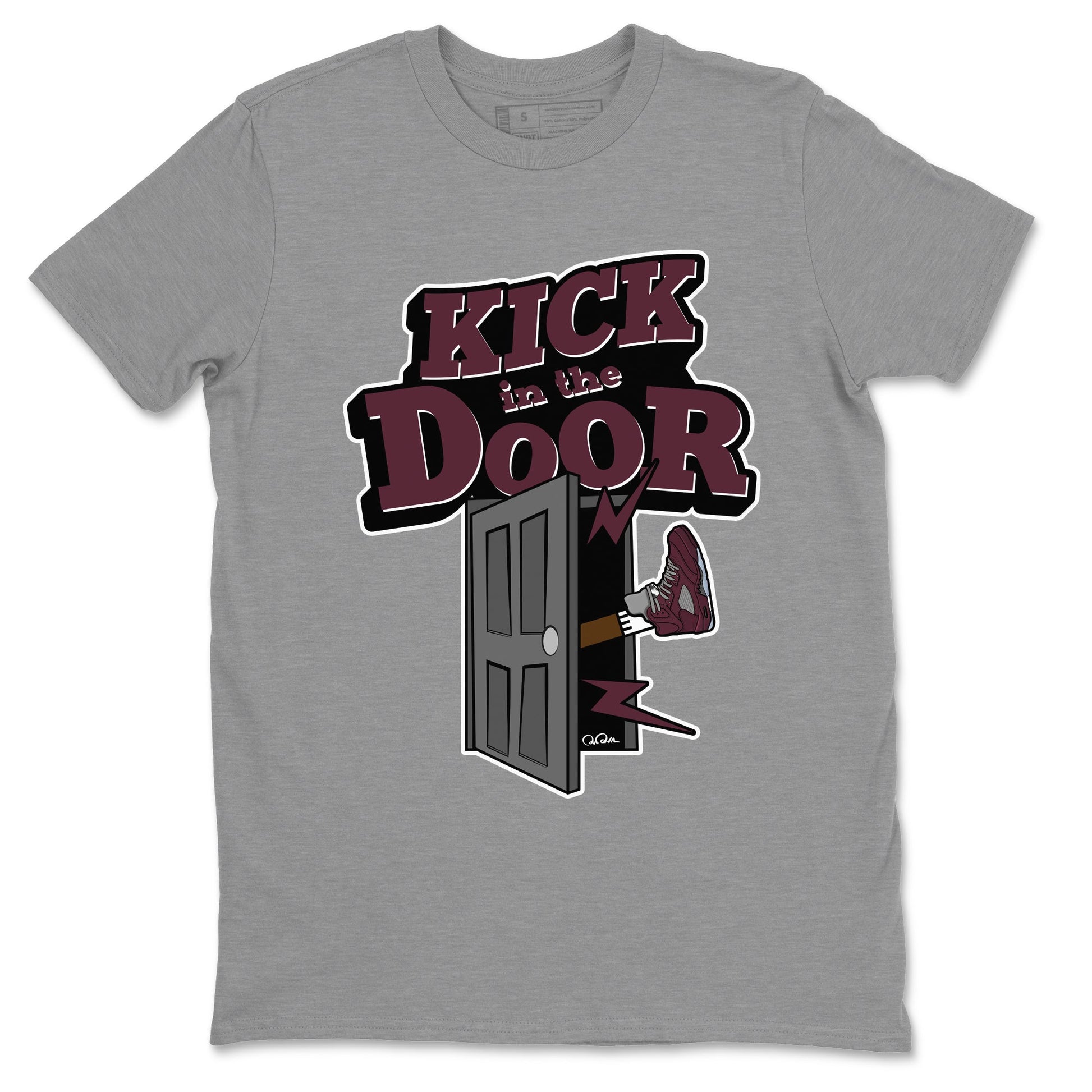 Air Jordan 5 Burgundy Sneaker Match Tees Kick In The Door Sneaker Tees AJ5 Burgundy Sneaker Release Tees Unisex Shirts Heather Grey 2