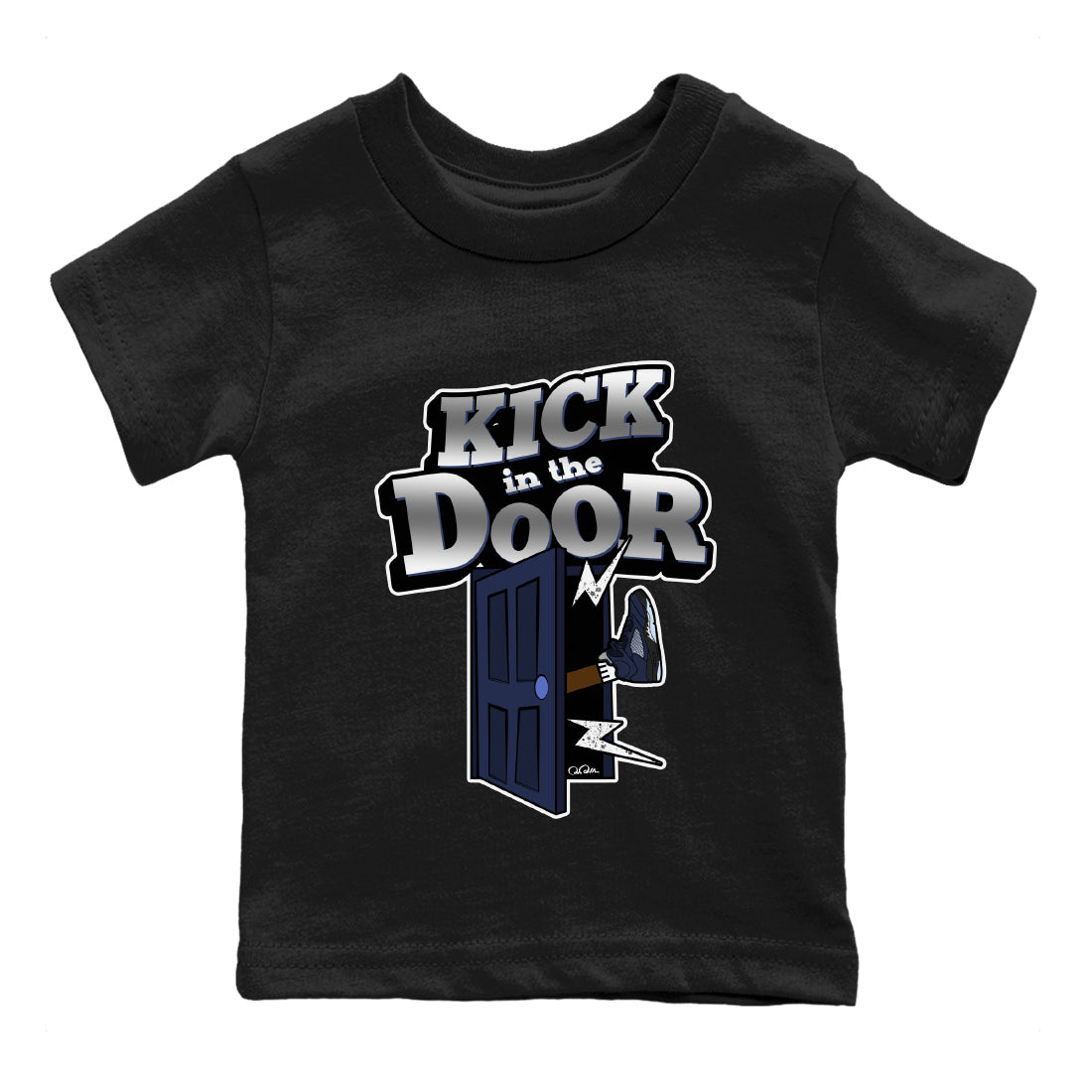 Air Jordan 5 Georgetown Sneaker Match Tees Kick In The Door Sneaker Tees AJ5 Georgetown Sneaker Release Tees Kids Shirts Black 2