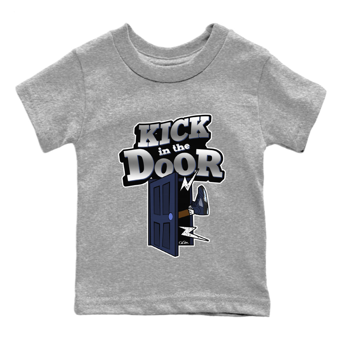 Air Jordan 5 Georgetown Sneaker Match Tees Kick In The Door Sneaker Tees AJ5 Georgetown Sneaker Release Tees Kids Shirts Heather Grey 2