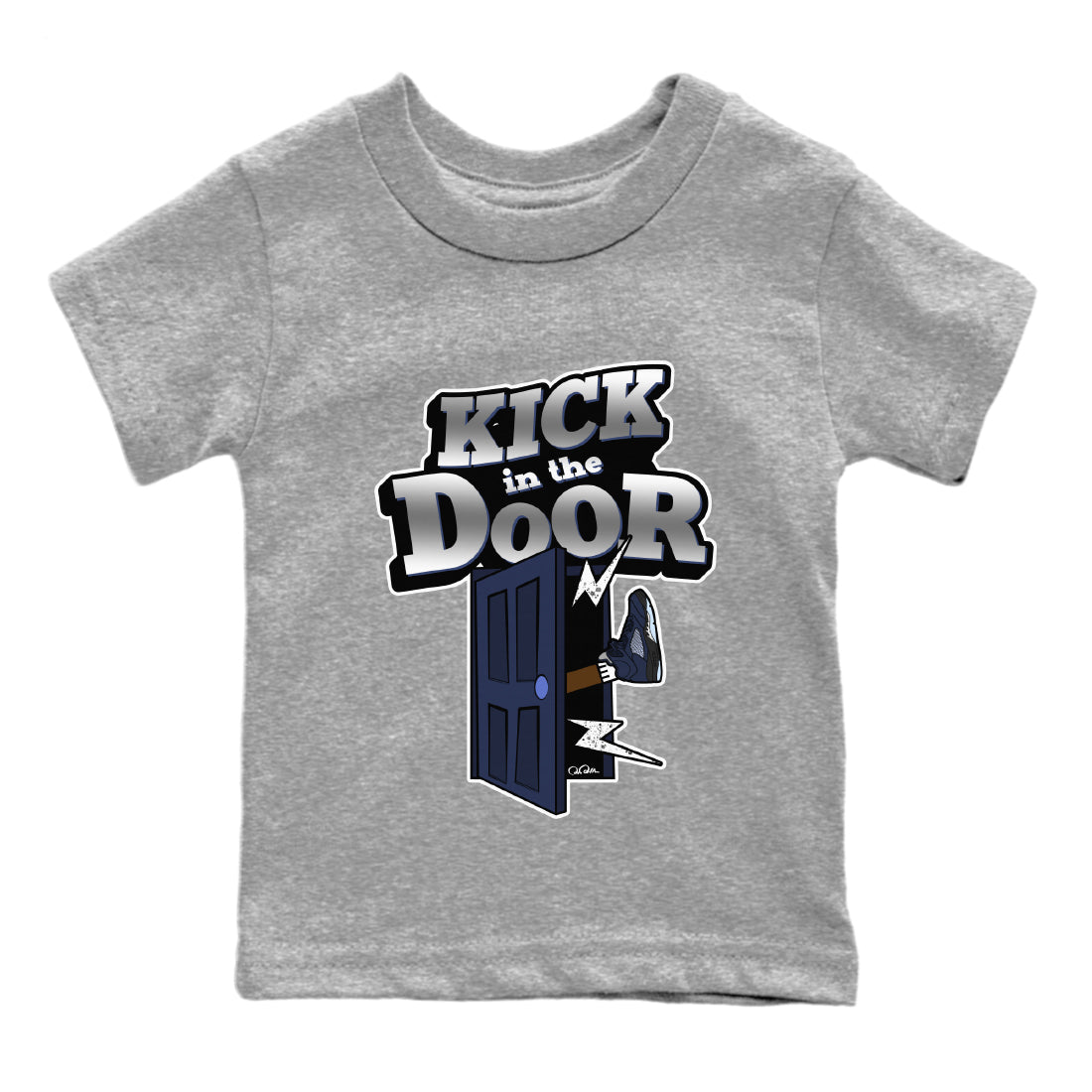 Air Jordan 5 Georgetown Sneaker Match Tees Kick In The Door Sneaker Tees AJ5 Georgetown Sneaker Release Tees Kids Shirts Heather Grey 2