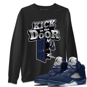 Air Jordan 5 Georgetown Sneaker Match Tees Kick In The Door Sneaker Tees AJ5 Georgetown Sneaker Release Tees Unisex Shirts Black 1