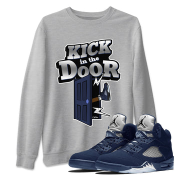 Air Jordan 5 Georgetown Sneaker Match Tees Kick In The Door Sneaker Tees AJ5 Georgetown Sneaker Release Tees Unisex Shirts Heather Grey 1