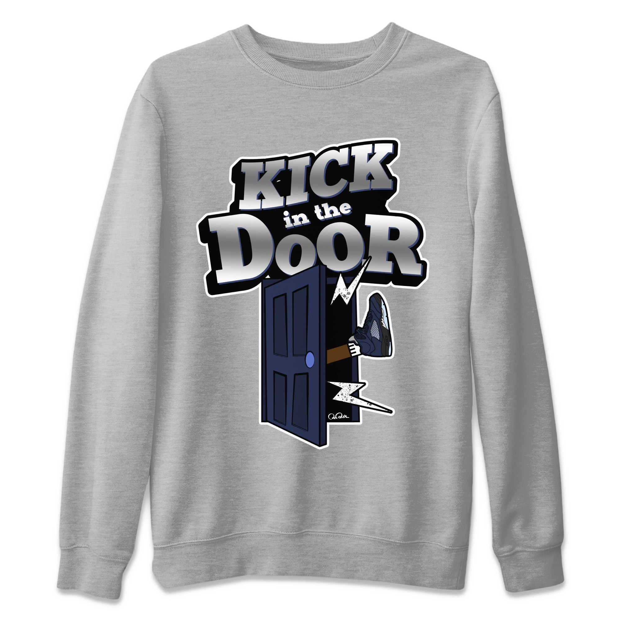 Air Jordan 5 Georgetown Sneaker Match Tees Kick In The Door Sneaker Tees AJ5 Georgetown Sneaker Release Tees Unisex Shirts Heather Grey 2
