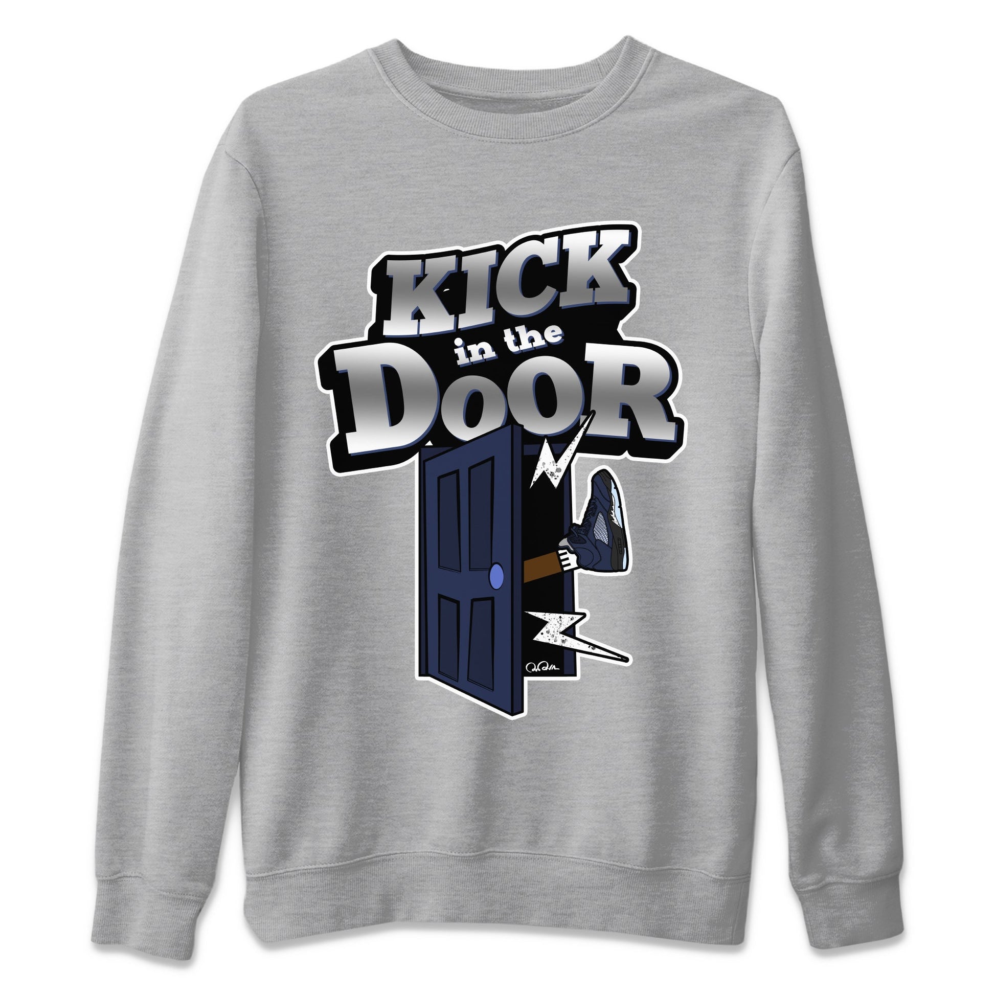 Air Jordan 5 Georgetown Sneaker Match Tees Kick In The Door Sneaker Tees AJ5 Georgetown Sneaker Release Tees Unisex Shirts Heather Grey 2