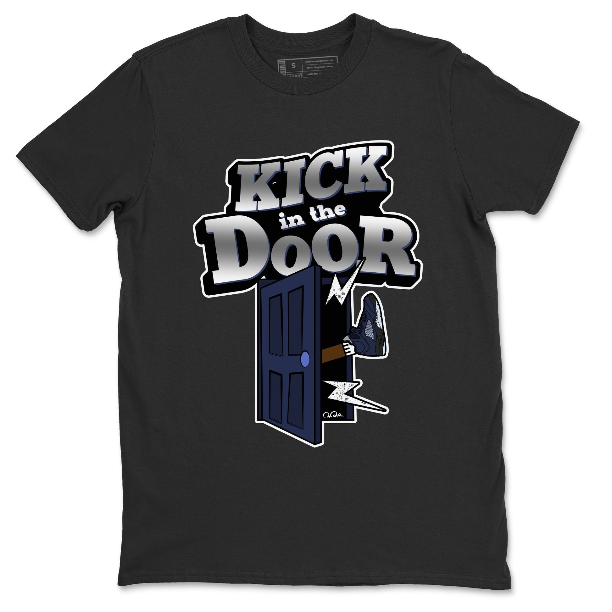 Air Jordan 5 Georgetown Sneaker Match Tees Kick In The Door Sneaker Tees AJ5 Georgetown Sneaker Release Tees Unisex Shirts Black 2