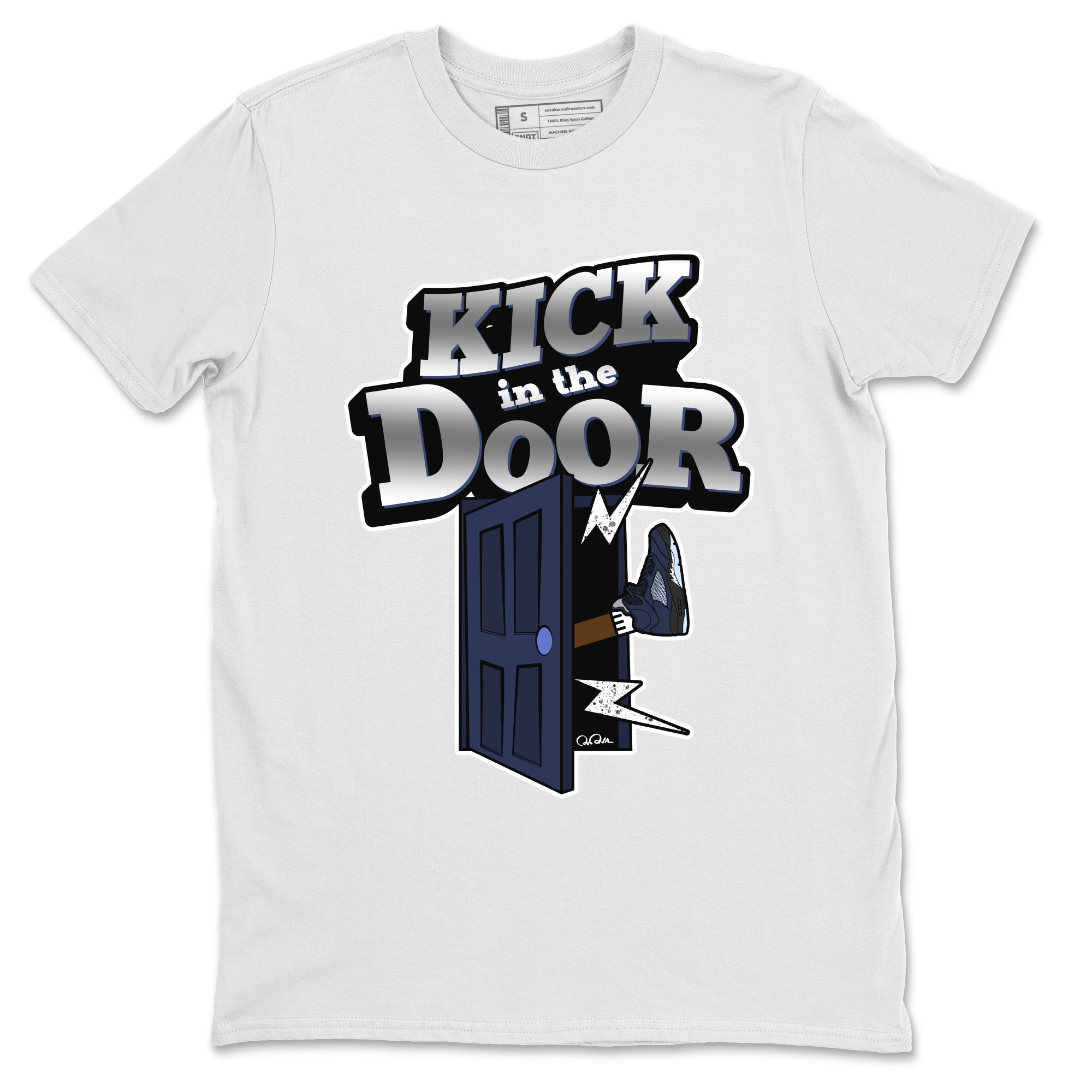 Air Jordan 5 Georgetown Sneaker Match Tees Kick In The Door Sneaker Tees AJ5 Georgetown Sneaker Release Tees Unisex Shirts White 2