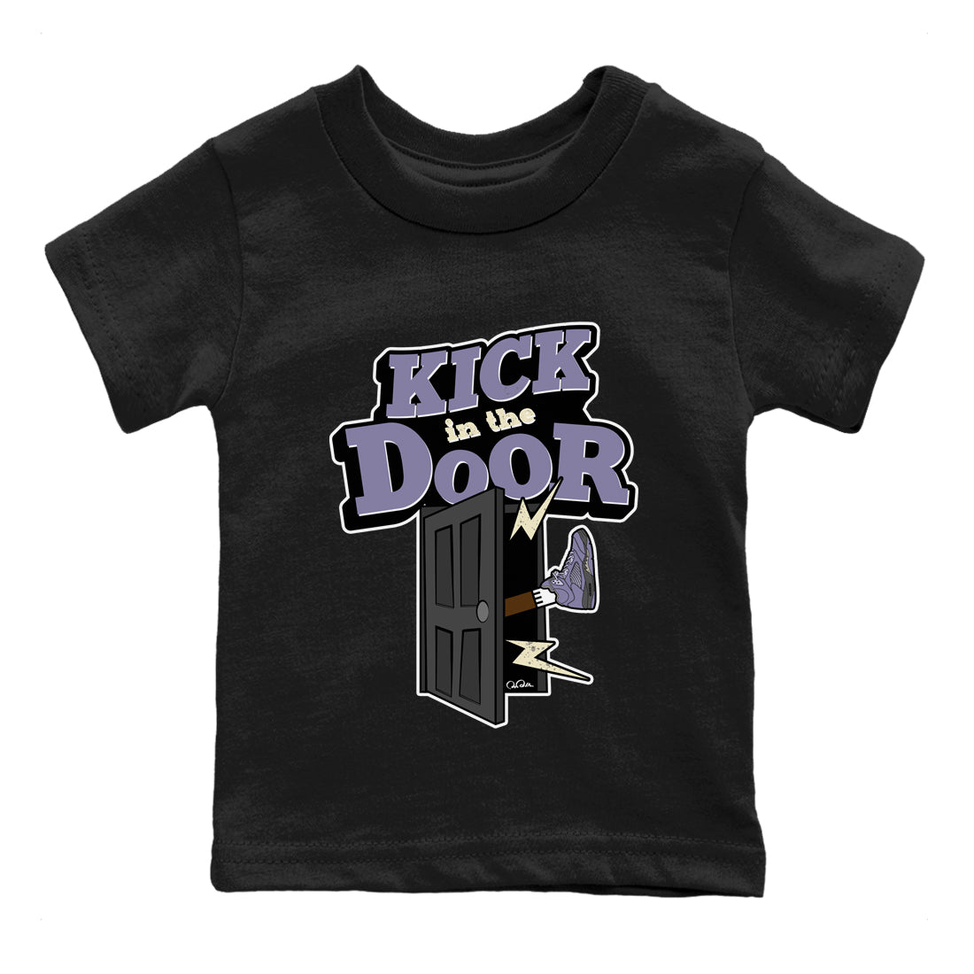 Air Jordan 5 Indigo Haze Sneaker Match Tees Kick In The Door Sneaker Tees AJ5 Indigo Haze Sneaker Release Tees Kids Shirts Black 2