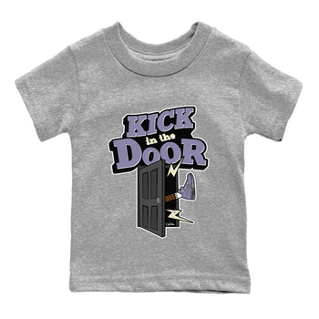 Air Jordan 5 Indigo Haze Sneaker Match Tees Kick In The Door Sneaker Tees AJ5 Indigo Haze Sneaker Release Tees Kids Shirts Heather Grey 2