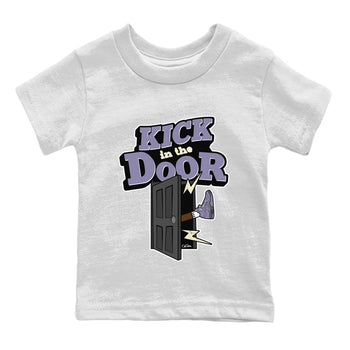 Air Jordan 5 Indigo Haze Sneaker Match Tees Kick In The Door Sneaker Tees AJ5 Indigo Haze Sneaker Release Tees Kids Shirts White 2