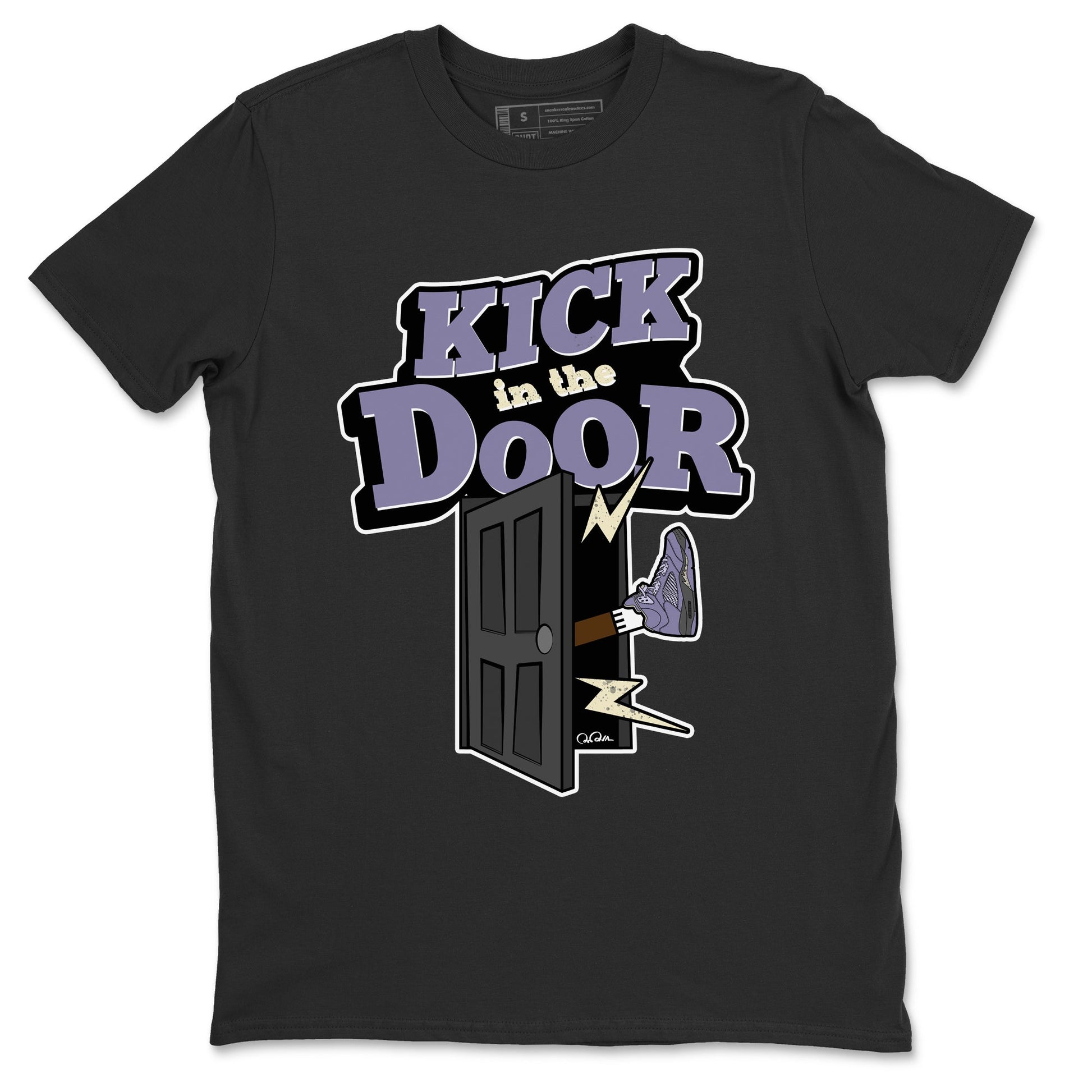 Air Jordan 5 Indigo Haze Sneaker Match Tees Kick In The Door Sneaker Tees AJ5 Indigo Haze Sneaker Release Tees Unisex Shirts Black 2