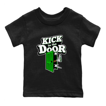 5s Lucky Green shirt to match jordans Kick In The Door sneaker tees Air Jordan 5 Lucky Green SNRT Sneaker Release Tees Baby Toddler Black 2 T-Shirt