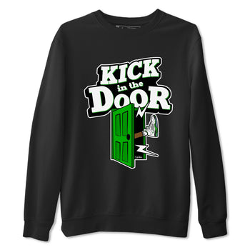 5s Lucky Green shirt to match jordans Kick In The Door sneaker tees Air Jordan 5 Lucky Green SNRT Sneaker Release Tees Unisex Black 2 T-Shirt