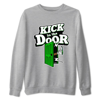 5s Lucky Green shirt to match jordans Kick In The Door sneaker tees Air Jordan 5 Lucky Green SNRT Sneaker Release Tees Unisex Heather Grey 2 T-Shirt