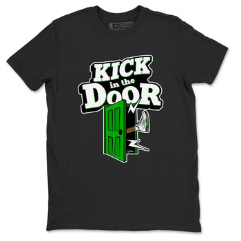 5s Lucky Green shirt to match jordans Kick In The Door sneaker tees Air Jordan 5 Lucky Green SNRT Sneaker Release Tees Unisex Black 2 T-Shirt