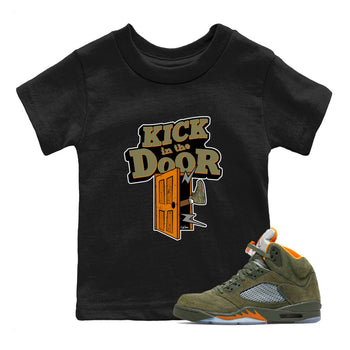 5s Olive shirt to match jordans Kick In The Door sneaker tees Air Jordan 5 Olive SNRT sneaker release tees baby toddler Black 1 cotton Shirt