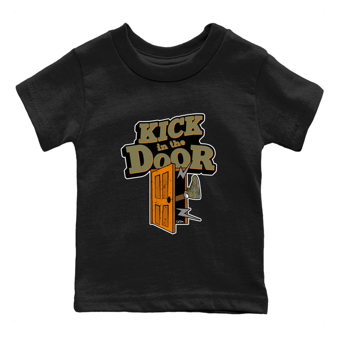 5s Olive shirt to match jordans Kick In The Door sneaker tees Air Jordan 5 Olive SNRT sneaker release tees baby toddler Black 2 cotton Shirt