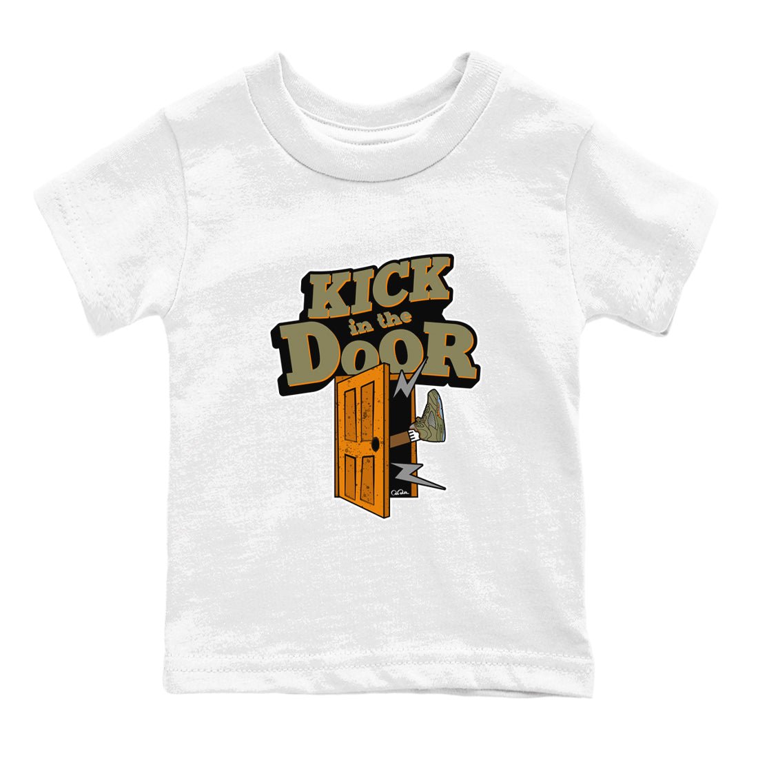 5s Olive shirt to match jordans Kick In The Door sneaker tees Air Jordan 5 Olive SNRT sneaker release tees baby toddler White 2 cotton Shirt