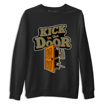 5s Olive shirt to match jordans Kick In The Door sneaker tees Air Jordan 5 Olive SNRT Sneaker Release Tees unisex cotton Black 2 crew neck shirt
