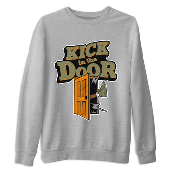 5s Olive shirt to match jordans Kick In The Door sneaker tees Air Jordan 5 Olive SNRT Sneaker Release Tees unisex cotton Heather Grey 2 crew neck shirt