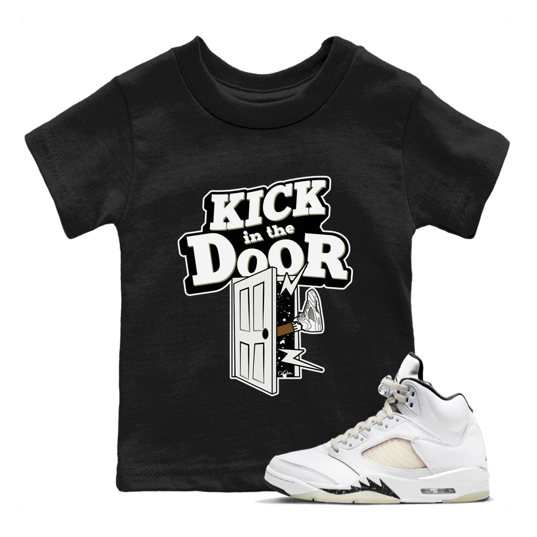 5s Sail shirt to match jordans Kick In The Door sneaker tees Air Jordan 5 Sail SNRT sneaker release tees baby toddler Black 1 cotton Shirt