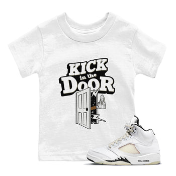 5s Sail shirt to match jordans Kick In The Door sneaker tees Air Jordan 5 Sail SNRT sneaker release tees baby toddler White 1 cotton Shirt