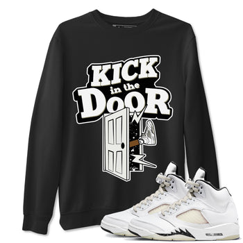 5s Sail shirt to match jordans Kick In The Door sneaker tees Air Jordan 5 Sail SNRT Sneaker Release Tees unisex cotton Black 1 crew neck shirt