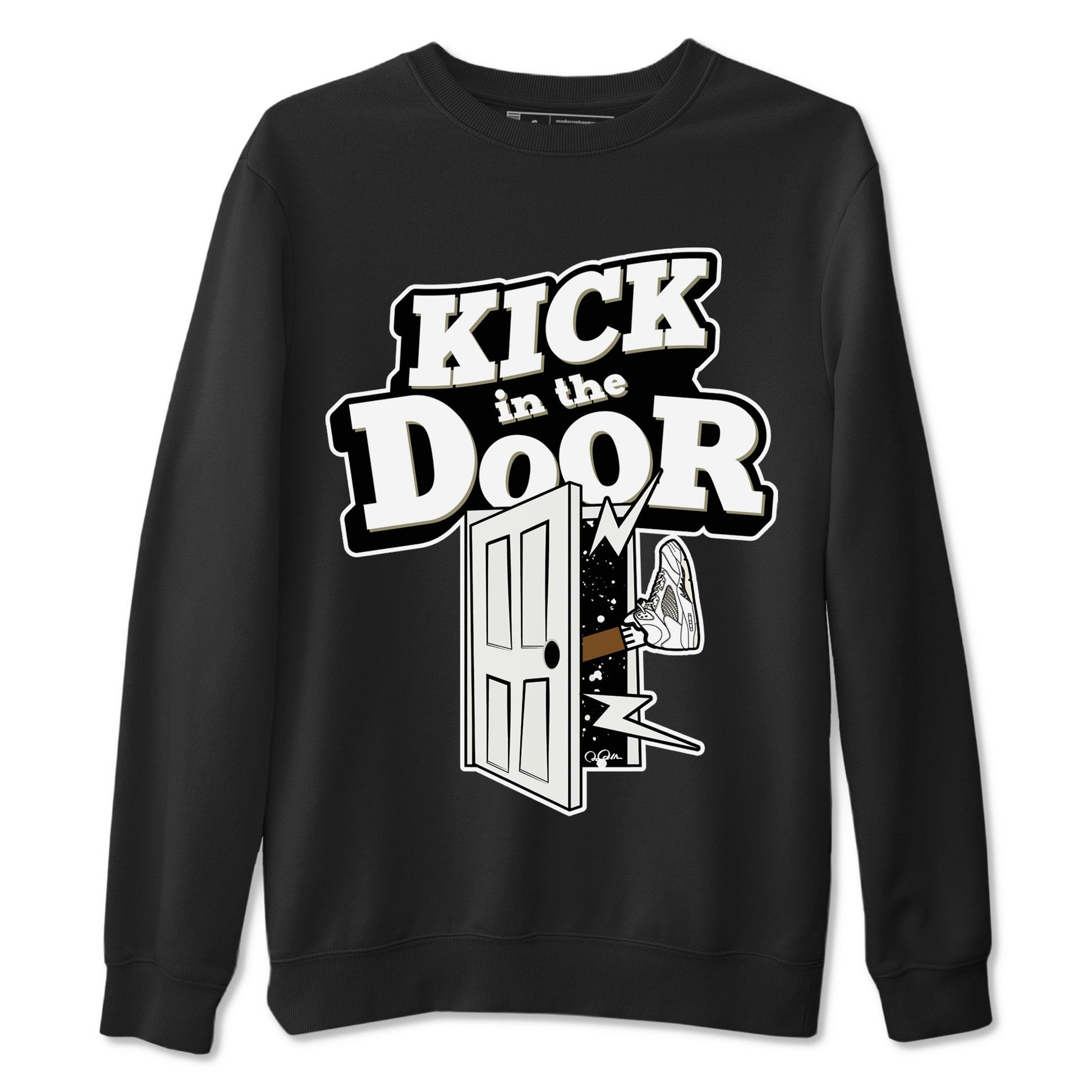 5s Sail shirt to match jordans Kick In The Door sneaker tees Air Jordan 5 Sail SNRT Sneaker Release Tees unisex cotton Black 2 crew neck shirt