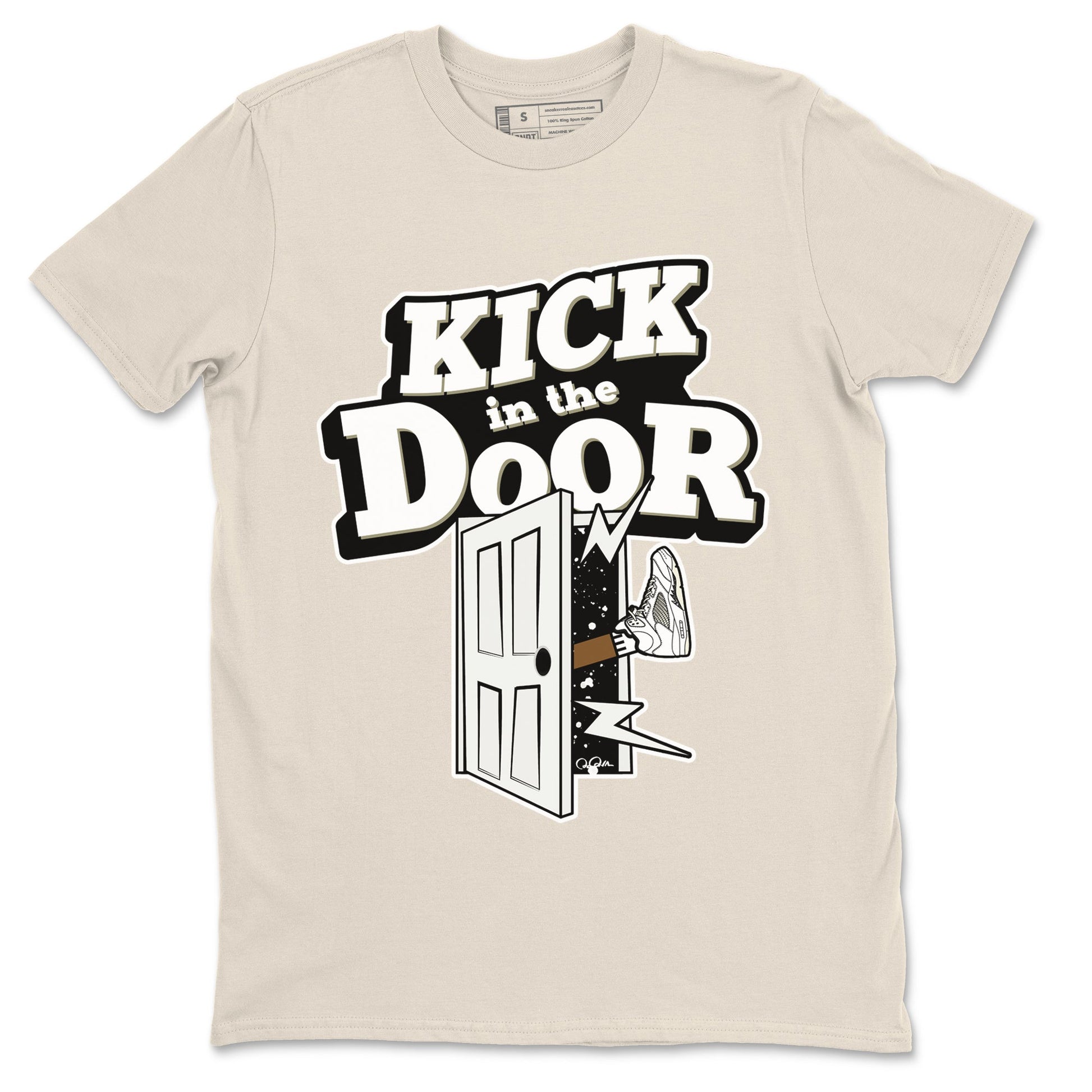 5s Sail shirt to match jordans Kick In The Door sneaker tees Air Jordan 5 Sail SNRT Sneaker Release Tees unisex cotton Natural 2 crew neck shirt