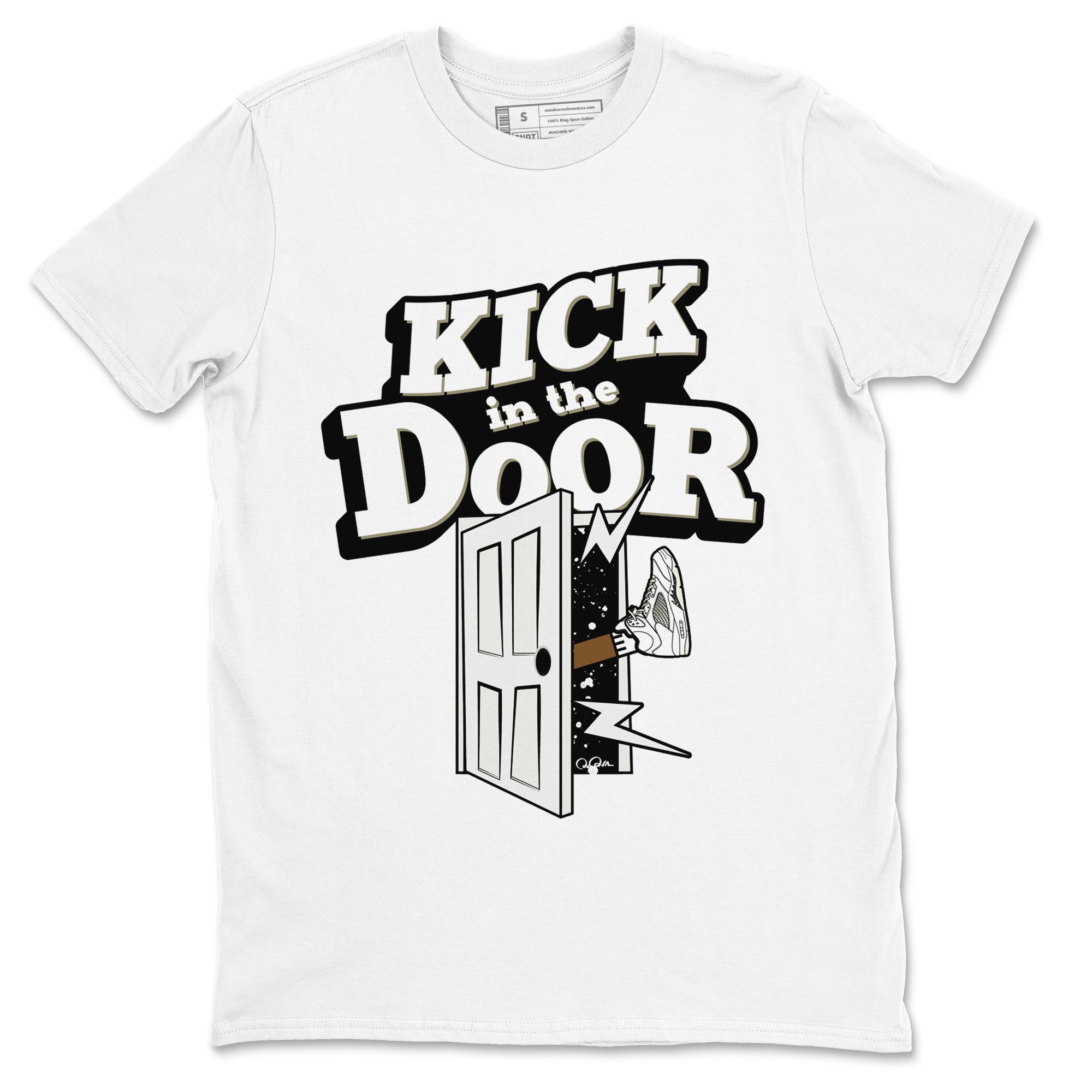 5s Sail shirt to match jordans Kick In The Door sneaker tees Air Jordan 5 Sail SNRT Sneaker Release Tees unisex cotton White 2 crew neck shirt