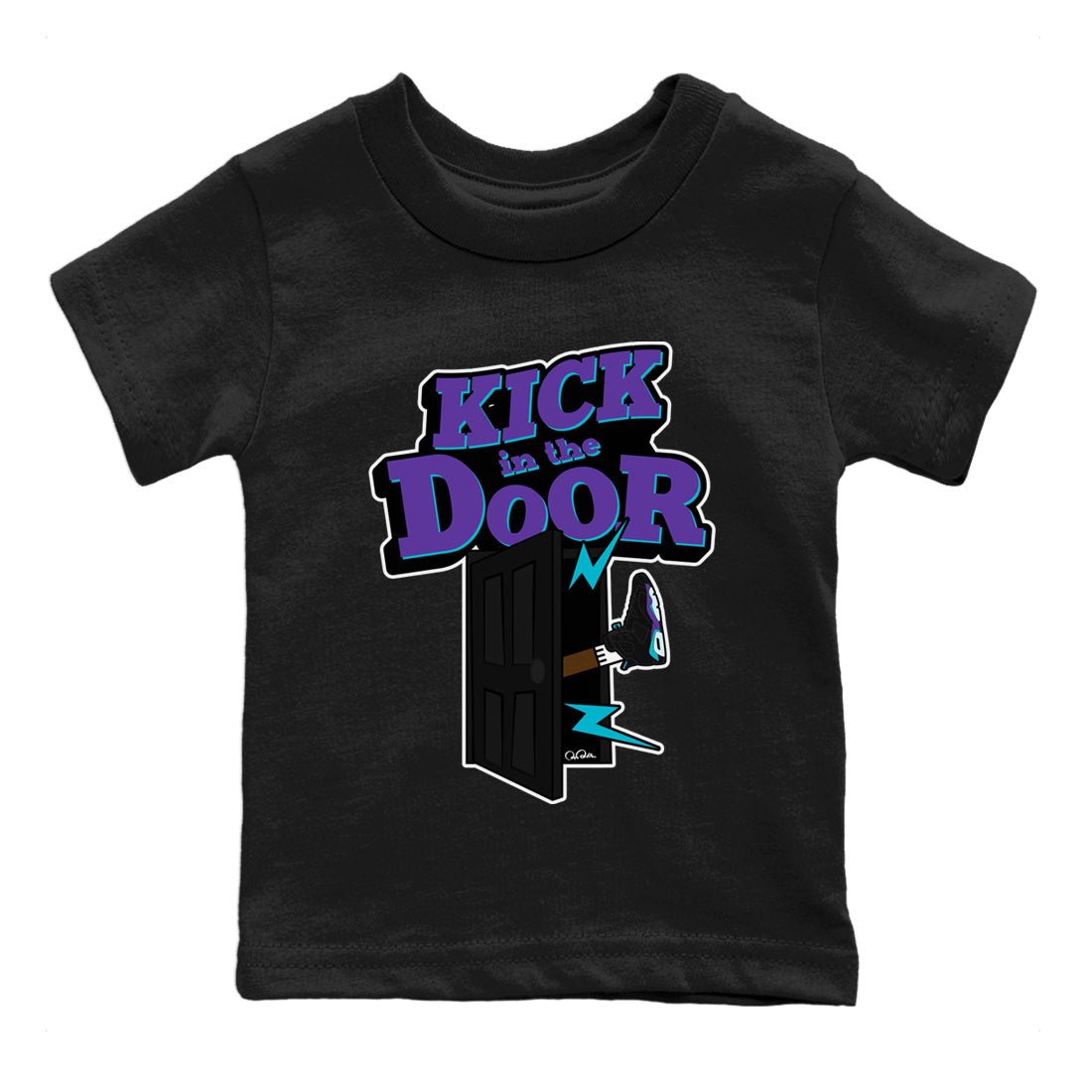 Air Jordan 6 Aqua Sneaker Match Tees Kick In The Door Sneaker Tees AJ6 Aqua Sneaker Release Tees Kids Shirts Black 2