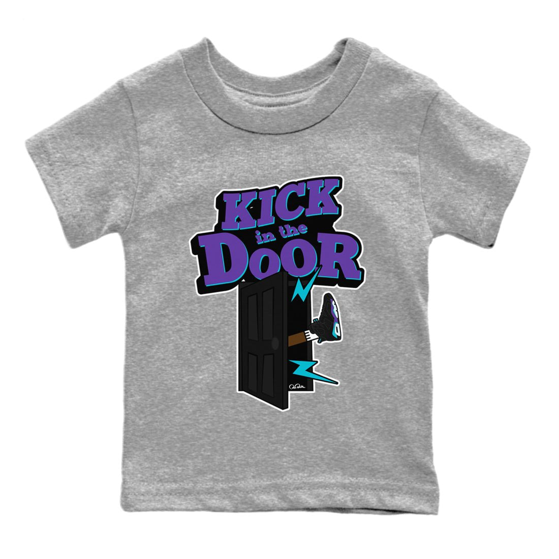 Air Jordan 6 Aqua Sneaker Match Tees Kick In The Door Sneaker Tees AJ6 Aqua Sneaker Release Tees Kids Shirts Heather Grey 2