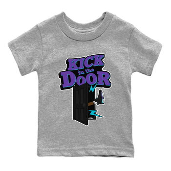 Air Jordan 6 Aqua Sneaker Match Tees Kick In The Door Sneaker Tees AJ6 Aqua Sneaker Release Tees Kids Shirts Heather Grey 2