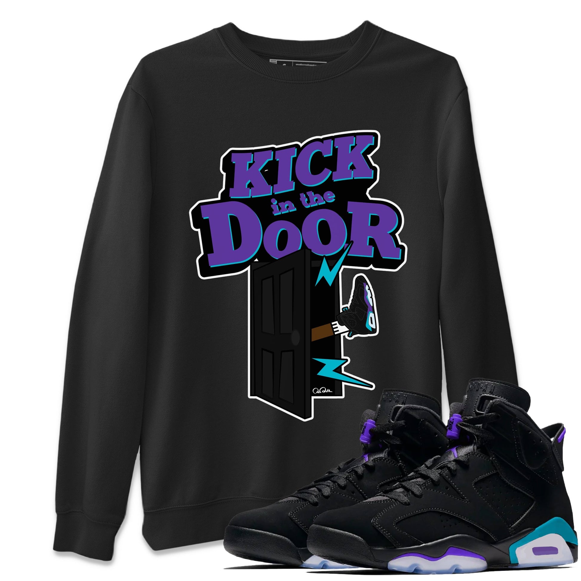 Air Jordan 6 Aqua Sneaker Match Tees Kick In The Door Sneaker Tees AJ6 Aqua Sneaker Release Tees Unisex Shirts Black 1