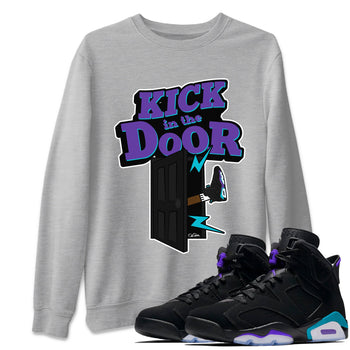 Air Jordan 6 Aqua Sneaker Match Tees Kick In The Door Sneaker Tees AJ6 Aqua Sneaker Release Tees Unisex Shirts Heather Grey 1
