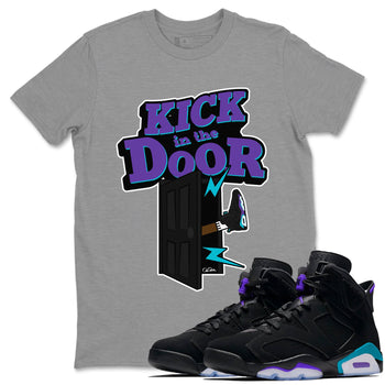 Air Jordan 6 Aqua Sneaker Match Tees Kick In The Door Sneaker Tees AJ6 Aqua Sneaker Release Tees Unisex Shirts Heather Grey 1