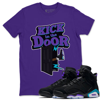 Air Jordan 6 Aqua Sneaker Match Tees Kick In The Door Sneaker Tees AJ6 Aqua Sneaker Release Tees Unisex Shirts Purple 1