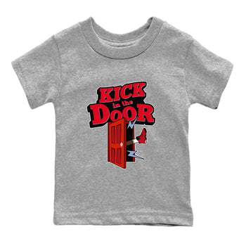 Air Jordan 6 Toro Bravo Sneaker Match Tees Kick In The Door Sneaker Tees AJ6 Toro Bravo Sneaker Release Tees Kids Shirts Heather Grey 2