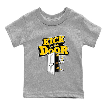 Air Jordan 6 Yellow Ochre shirt to match jordans Kick In The Door sneaker tees AJ6 Yellow Ochre SNRT Sneaker Release Tees Baby Toddler Heather Grey 2 T-Shirt