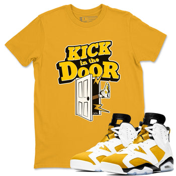 Air Jordan 6 Yellow Ochre shirt to match jordans Kick In The Door sneaker tees AJ6 Yellow Ochre SNRT Sneaker Release Tees Unisex Gold 1 T-Shirt