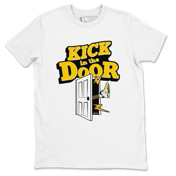 Air Jordan 6 Yellow Ochre shirt to match jordans Kick In The Door sneaker tees AJ6 Yellow Ochre SNRT Sneaker Release Tees Unisex White 2 T-Shirt