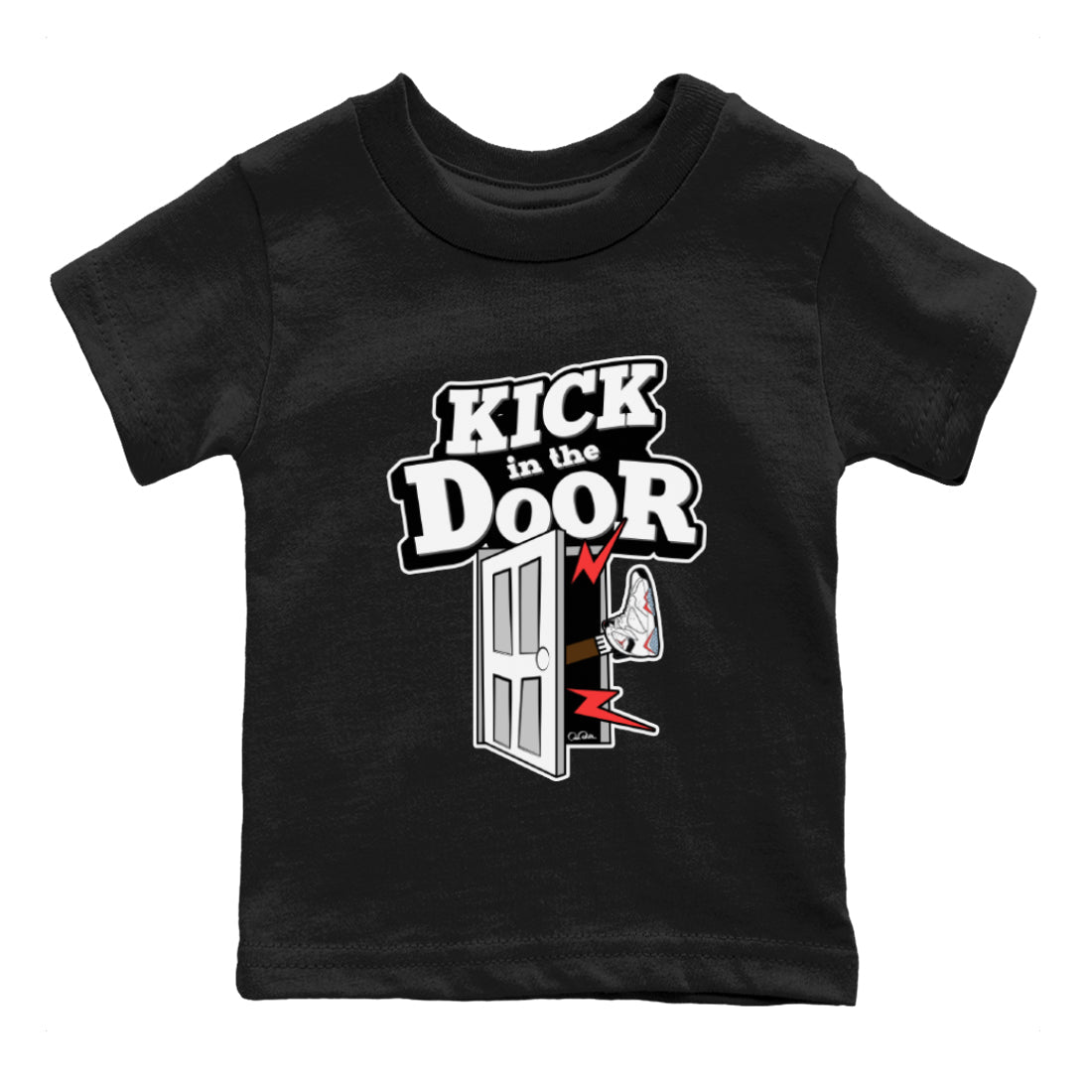 Air Jordan 7 Infrared Sneaker Match Tees Kick In The Door Sneaker Tees AJ7 Infrared Sneaker Release Tees Kids Shirts Black 2