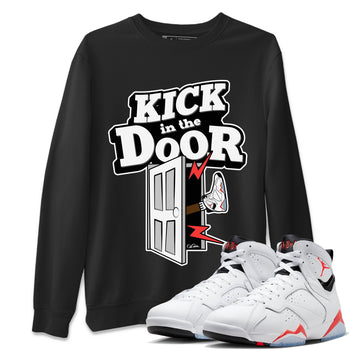 Air Jordan 7 Infrared Sneaker Match Tees Kick In The Door Sneaker Tees AJ7 Infrared Sneaker Release Tees Unisex Shirts Black 1
