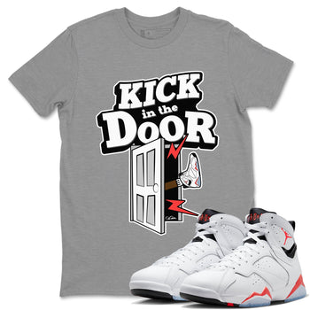 Air Jordan 7 Infrared Sneaker Match Tees Kick In The Door Sneaker Tees AJ7 Infrared Sneaker Release Tees Unisex Shirts Heather Grey 1