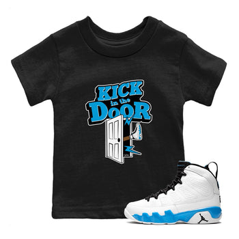 9s Powder Blue shirt to match jordans Kick In The Door sneaker tees Air Jordan 9 Powder Blue SNRT sneaker release tees baby toddler Black 1 cotton Shirt