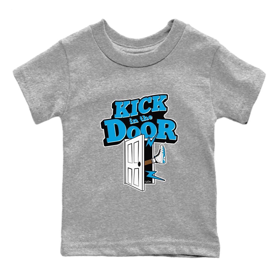 9s Powder Blue shirt to match jordans Kick In The Door sneaker tees Air Jordan 9 Powder Blue SNRT sneaker release tees baby toddler Heather Grey 2 cotton Shirt