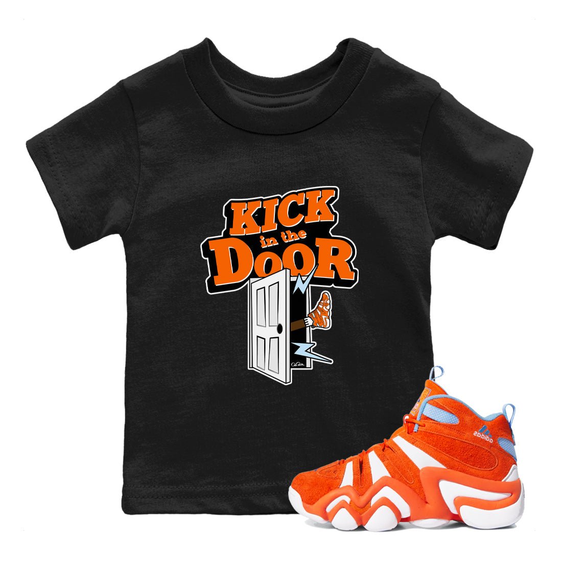 Crazy 8 Team Orange shirt to match jordans Kick In The Door sneaker tees Adidas Crazy 8 Team Orange SNRT Sneaker Release Tees Baby Toddler Black 1 T-Shirt